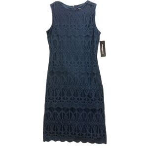 SHARAGANO Blue Lace Sheath Dress NWT SKUCH047‎